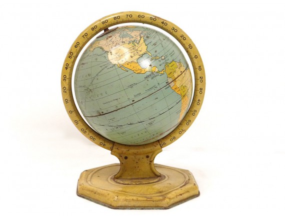 GLOBE TERRESTRE VINTAGE tôle lithographiée mappemonde Cartes TARIDE