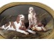 Gilt brass box Limoges enamels scene rabbit hunting dogs Lachenaud nineteenth