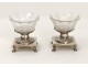 Pair sterling silver salt cellars salt crystal silver punch Rooster nineteenth