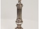 Pair candle torches Louis XVI silver beaded bronze candlesticks 18th