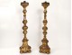 Pair picnic candles candlesticks carved gilded wood candlesticks eighteenth century