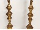 Pair picnic candles candlesticks carved gilded wood candlesticks eighteenth century