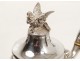 Pair sterling silver jugs Minerva bird monogram Fizaine NapIII nineteenth