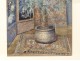 Orientalist watercolor palm mat Chinese screen J.Houguenade nineteenth
