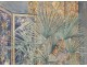 Orientalist watercolor palm mat Chinese screen J.Houguenade nineteenth