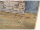 Orientalist watercolor palm mat Chinese screen J.Houguenade nineteenth