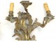 Pair large wall sconces Louis XV rococo gilt bronze foliage 19th