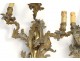 Pair large wall sconces Louis XV rococo gilt bronze foliage 19th