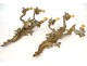 Pair large wall sconces Louis XV rococo gilt bronze foliage 19th