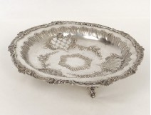 Flat basket sterling silver openwork Louis XV rococo flowers nineteenth century