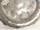 Flat basket sterling silver openwork Louis XV rococo flowers nineteenth century