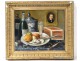 HST nature morte huîtres portrait bouteilles pommes pot tabac Delft XIXème