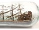 Maquette bateau diorama bouteille 4 mats falaise maison Art Populaire XIXè