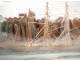 Maquette bateau bouteille 4 mâts diorama village maisons Art populaire XIXè