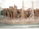 Maquette bateau bouteille 4 mâts diorama village maisons Art populaire XIXè