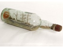 Model ship 3 masted bottle diorama tug art popular ship nineteenth