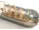 Maquette bateau 4 mâts bouteille diorama barques village Art Populaire XIXè