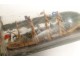Maquette bateau 4 mâts bouteille diorama barques village Art Populaire XIXè