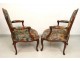 Paire fauteuils Louis XV noyer sculpté estampille Meunier armchairs XVIIIè