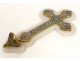 Bénitier croix crucifix émaux cloisonnés marbre enamel fleurs XIXème siècle