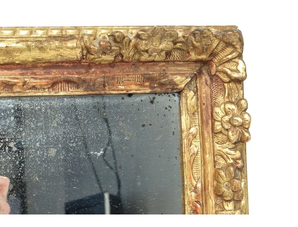 Carved wooden mirror frame golden flowers frame ice Regency eighteenth