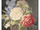 Aquarelle tableau nature morte bouquet de fleurs watercolor XIXème siècle