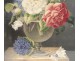 Aquarelle tableau nature morte bouquet de fleurs watercolor XIXème siècle