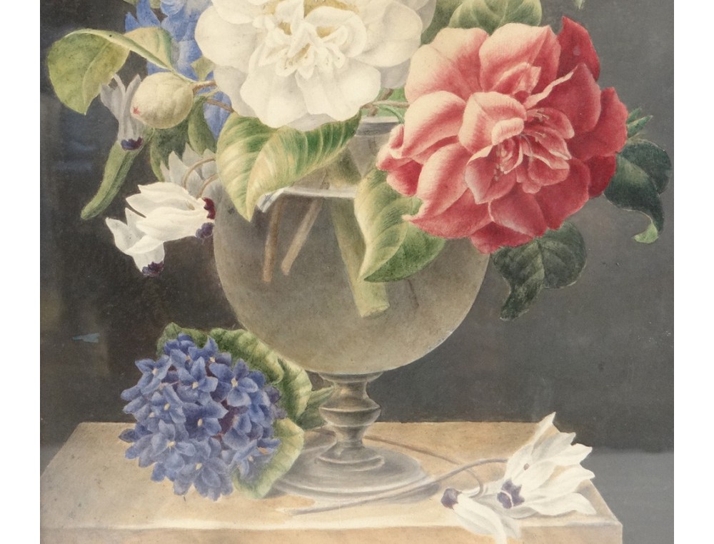 Aquarelle Tableau Nature Morte Bouquet De Fleurs Watercolor