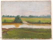 HST painting landscape countryside edge Loire painting XIXth century