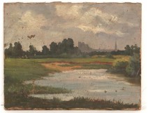 HST tableau paysage étang Saint Gildas de Rhuys Bretagne Morbihan XIXème
