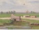 HST tableau paysage bords Loire pont rivière campagne painting XIXè siècle