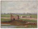 HST painting landscape edges Loire woman bridge river countryside painting XIXth