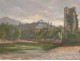 HST painting landscape castle Bellocq Pyrenees Béarn characters XIXth century