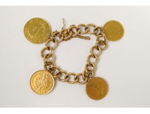 Bracelet or massif 18 carats pièces or francs Bonaparte an 12 Napoléon III