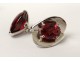 Paire boutons de manchette or blanc rubellite tourmaline rouge XXème siècle