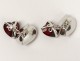 Paire boutons de manchette or blanc rubellite tourmaline rouge XXème siècle