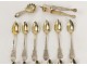 12 spoons coffee leaf tea clip silver silver vermeil Minerve NapIII 19è