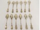 12 spoons coffee leaf tea clip silver silver vermeil Minerve NapIII 19è