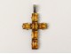 Croix pendentif bijou argent massif topaze citrine cross XXème siècle