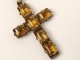 Croix pendentif bijou argent massif topaze citrine cross XXème siècle