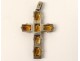 Croix pendentif bijou argent massif topaze citrine cross XXème siècle