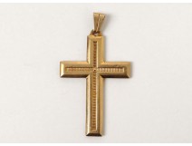 Croix pendentif bijou or massif 18 carats tête aigle gold cross XXè siècle