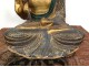 Grande sculpture statue Bouddha Indonésie bouddhisme bois laqué doré XIXème