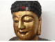 Grande sculpture statue Bouddha Indonésie bouddhisme bois laqué doré XIXème