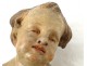 Beautiful golden polychrome wood statue sculpture angel cherub angel XVIII