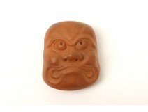 Masque de nô théâtre terre cuite homme démon Gigaku O-beshimi Edo Japon XIXè