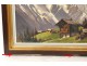 HSP peinture paysage montagne enneigée M.Wibault village Alpes chalets XXè