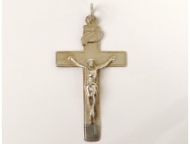 Croix Christ argent massif Soeurs Saint-Jacut Sacré-Coeur XIXème siècle