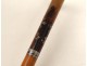 Antique walking stick, wood, horn, silver, flowers, foliage, 19th century