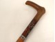 Antique walking stick, wood, horn, silver, flowers, foliage, 19th century